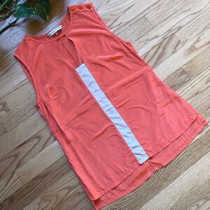 Trina Turk Sleeveless Silk Blouse Orange Cream S